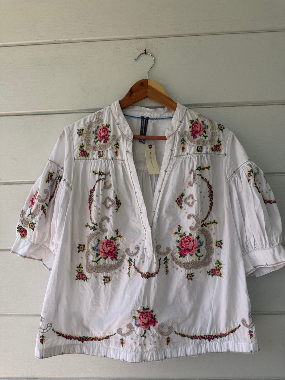 Anthropologie: Embroidered Darcey Popover Swing Top - Picture 5 of 9